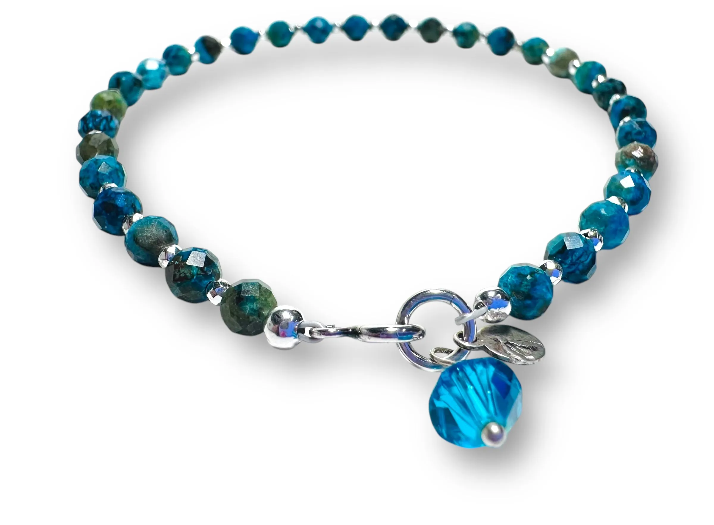Natural Chrysocolla Beaded Bracelet- Large