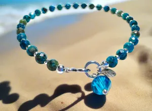 Natural Chrysocolla Beaded Bracelet- Large