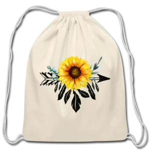 Natural Cotton Drawstring Bag Backpack With Sunflower Dreamcatcher Boho