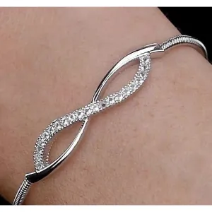 Natural Earth Mined Diamond Bangle 3 Carats White Gold Jewelry 14K