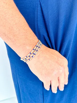 Navy Love Dainty Beaded Stretch Stack