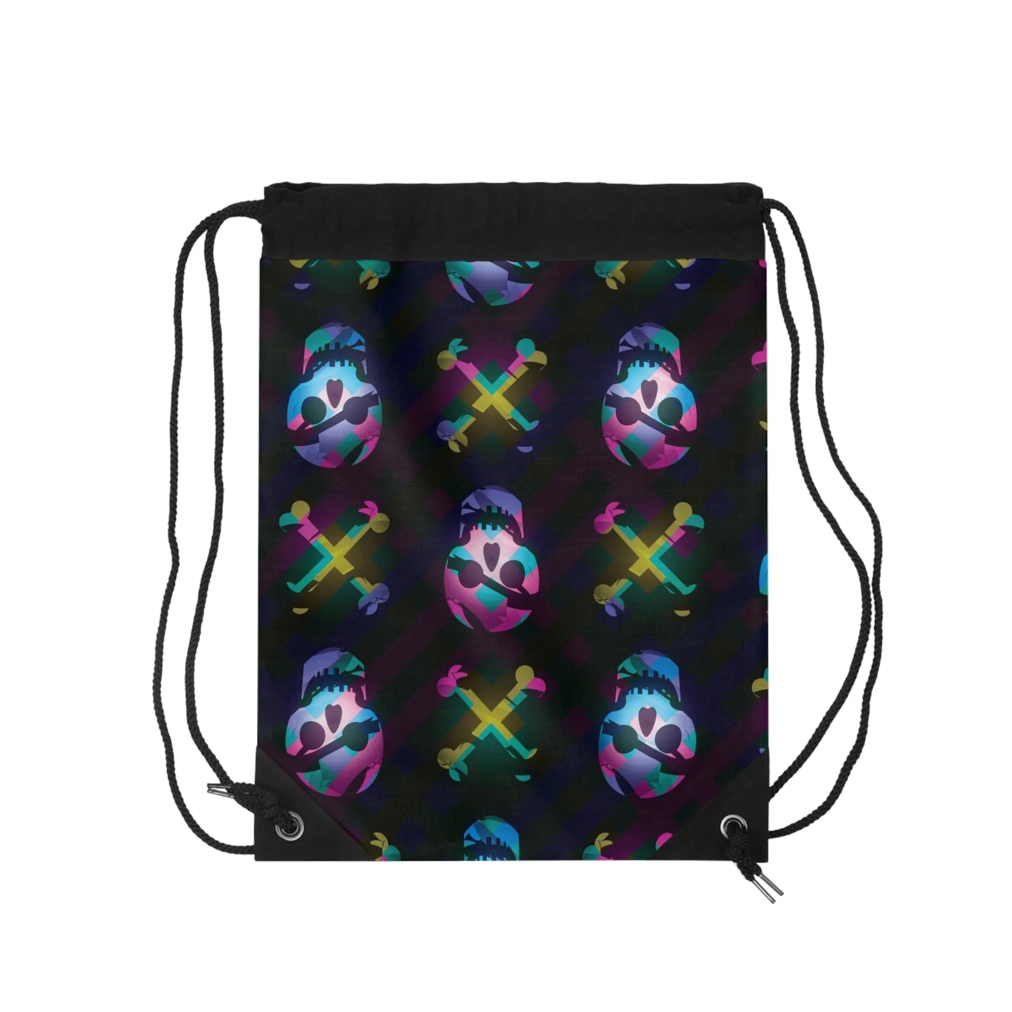 Neon Skull & Bones Drawstring Backpack