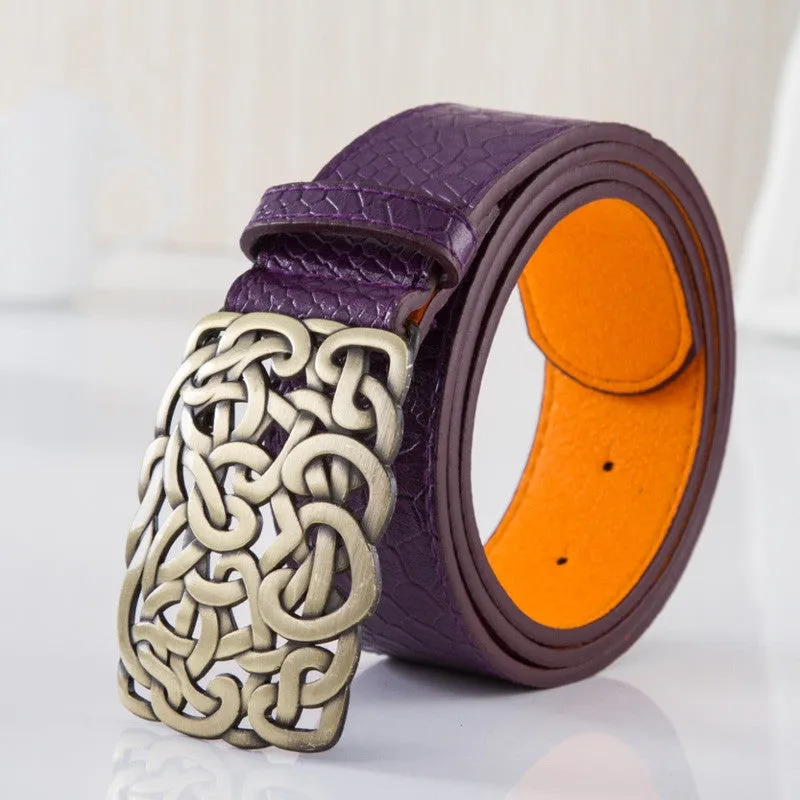 New arrival Top quality PU leather women belt fashion brand metal buckle designer belts for women