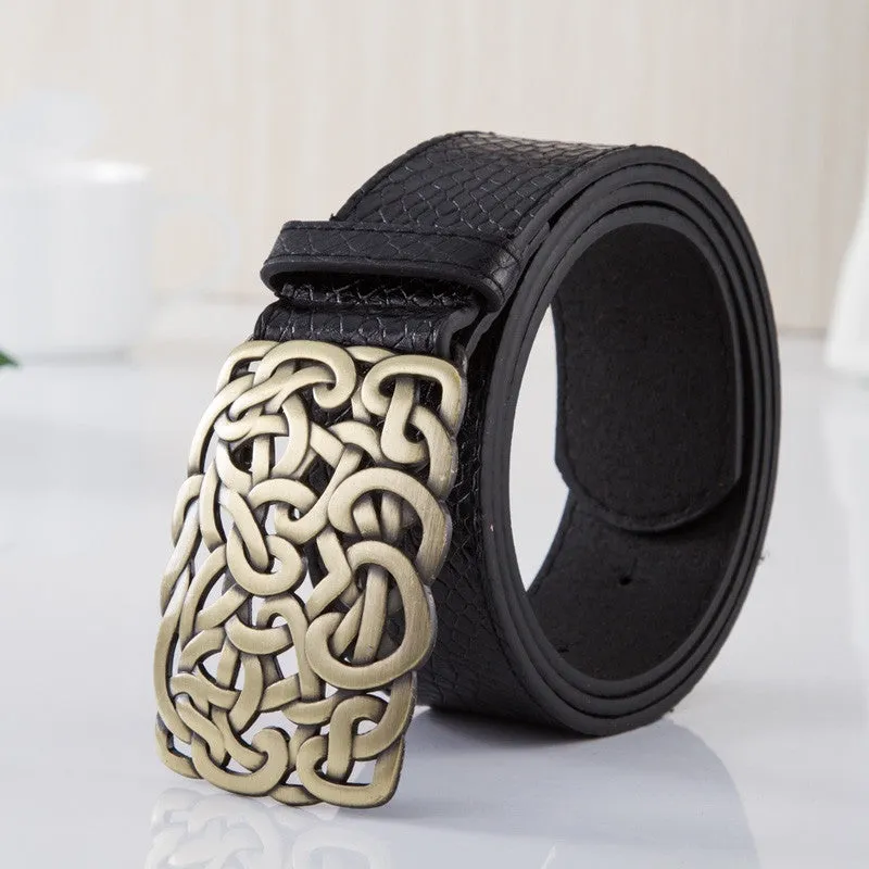 New arrival Top quality PU leather women belt fashion brand metal buckle designer belts for women