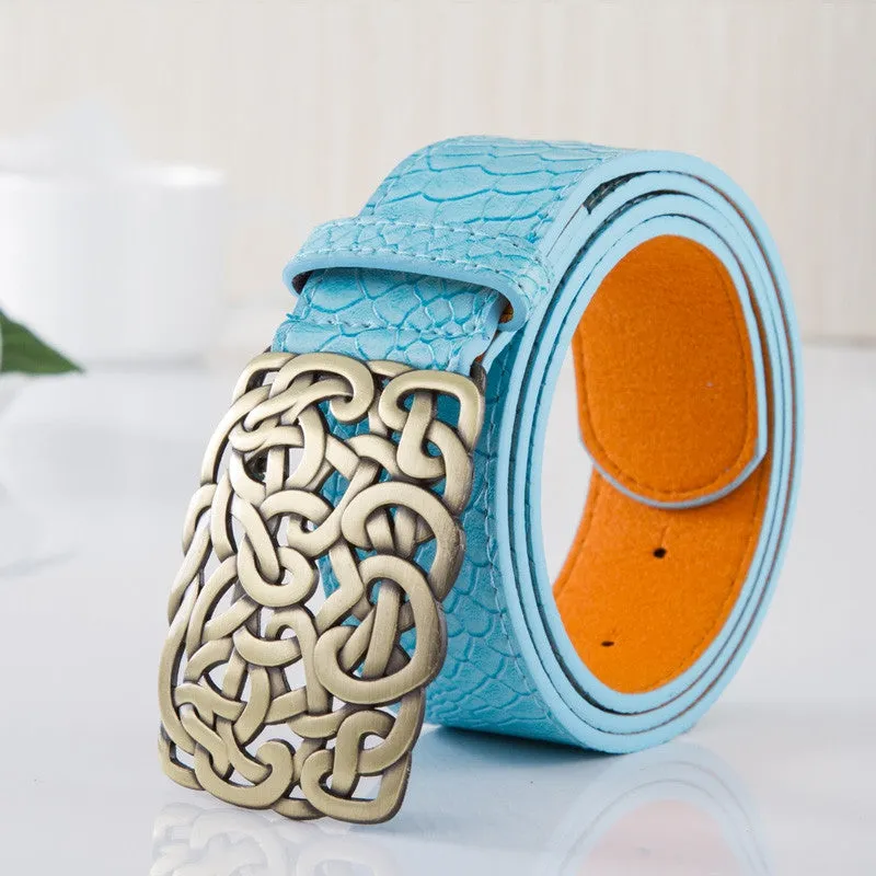 New arrival Top quality PU leather women belt fashion brand metal buckle designer belts for women