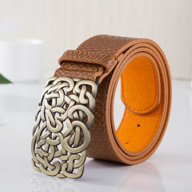 New arrival Top quality PU leather women belt fashion brand metal buckle designer belts for women