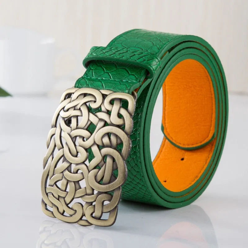 New arrival Top quality PU leather women belt fashion brand metal buckle designer belts for women