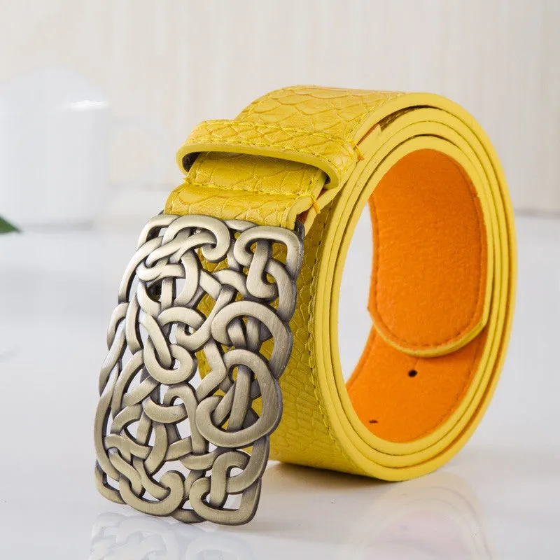 New arrival Top quality PU leather women belt fashion brand metal buckle designer belts for women