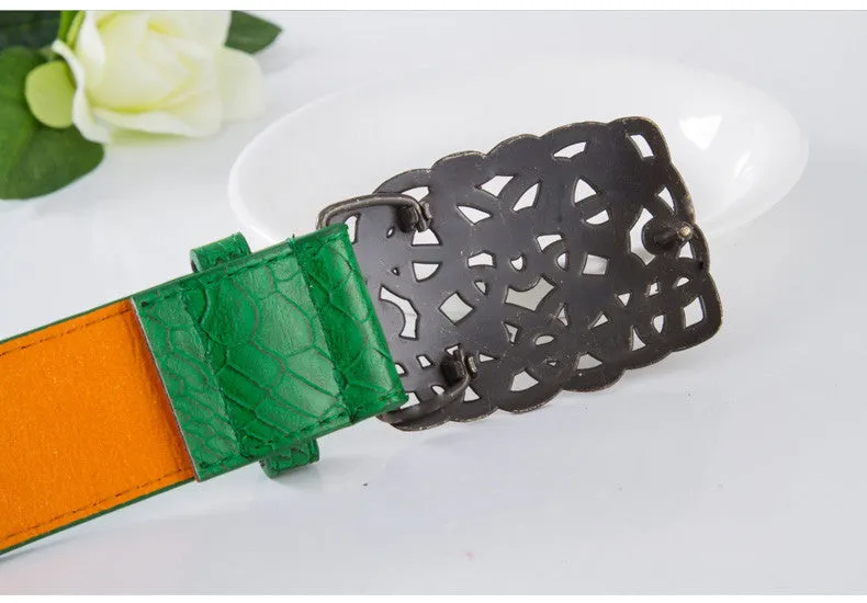 New arrival Top quality PU leather women belt fashion brand metal buckle designer belts for women