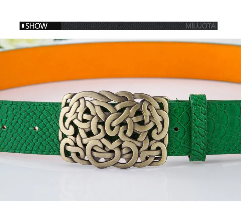 New arrival Top quality PU leather women belt fashion brand metal buckle designer belts for women
