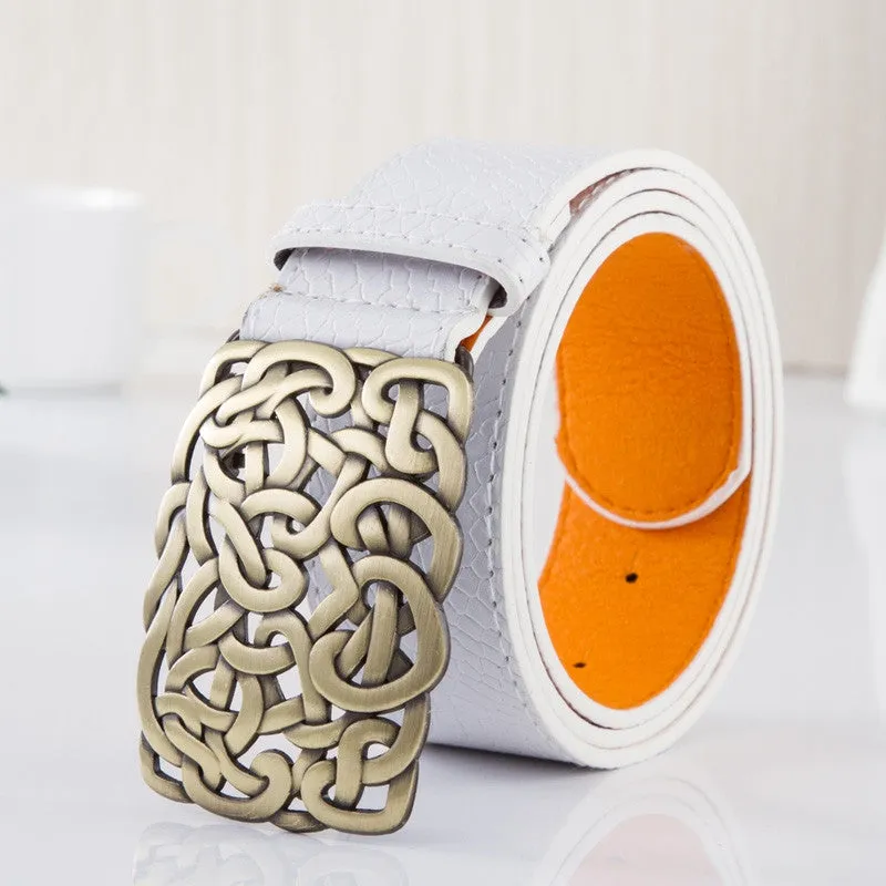 New arrival Top quality PU leather women belt fashion brand metal buckle designer belts for women