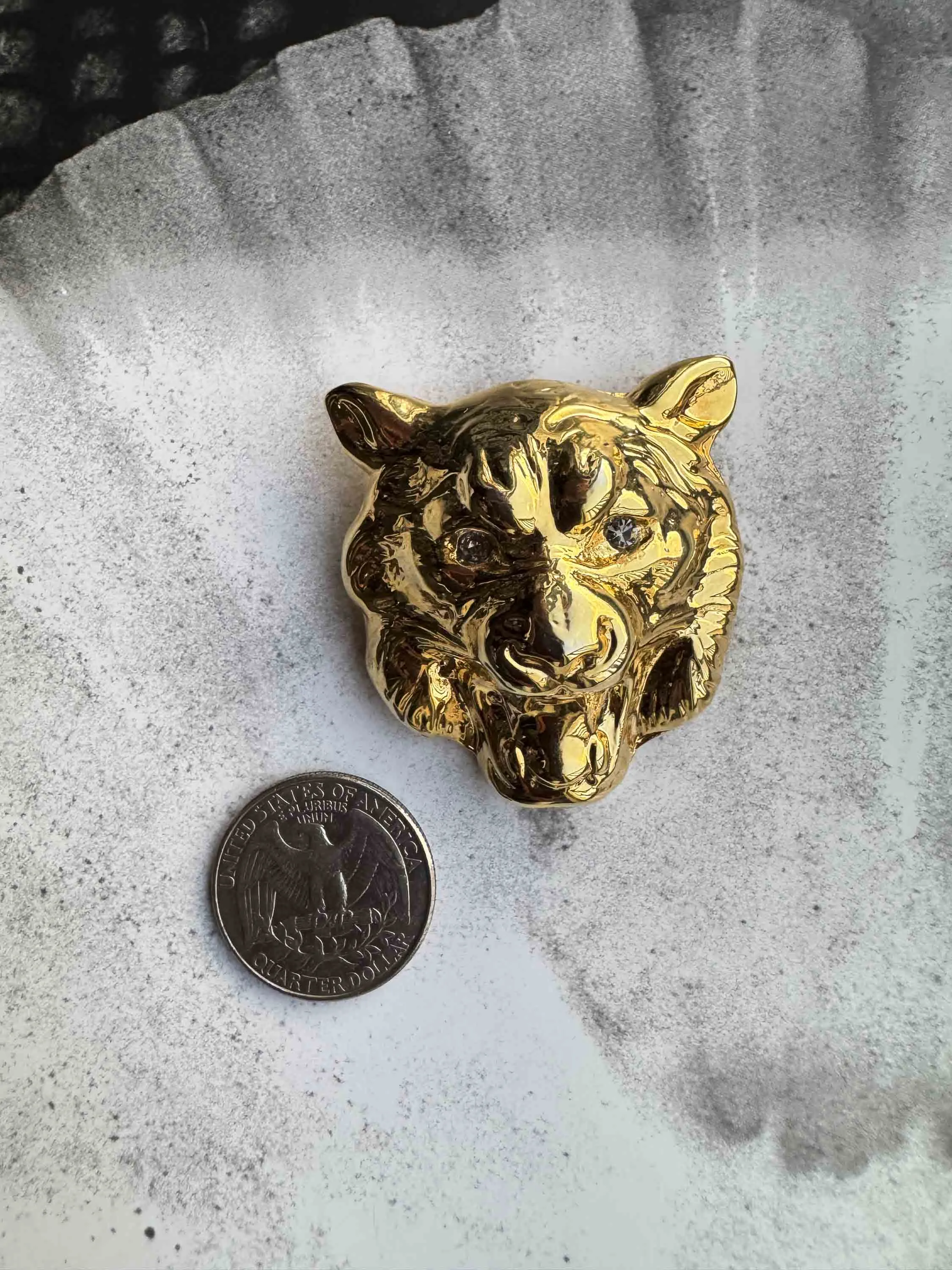New Nadia Gimenes Gold Wolf Pin with Crystal Eyes