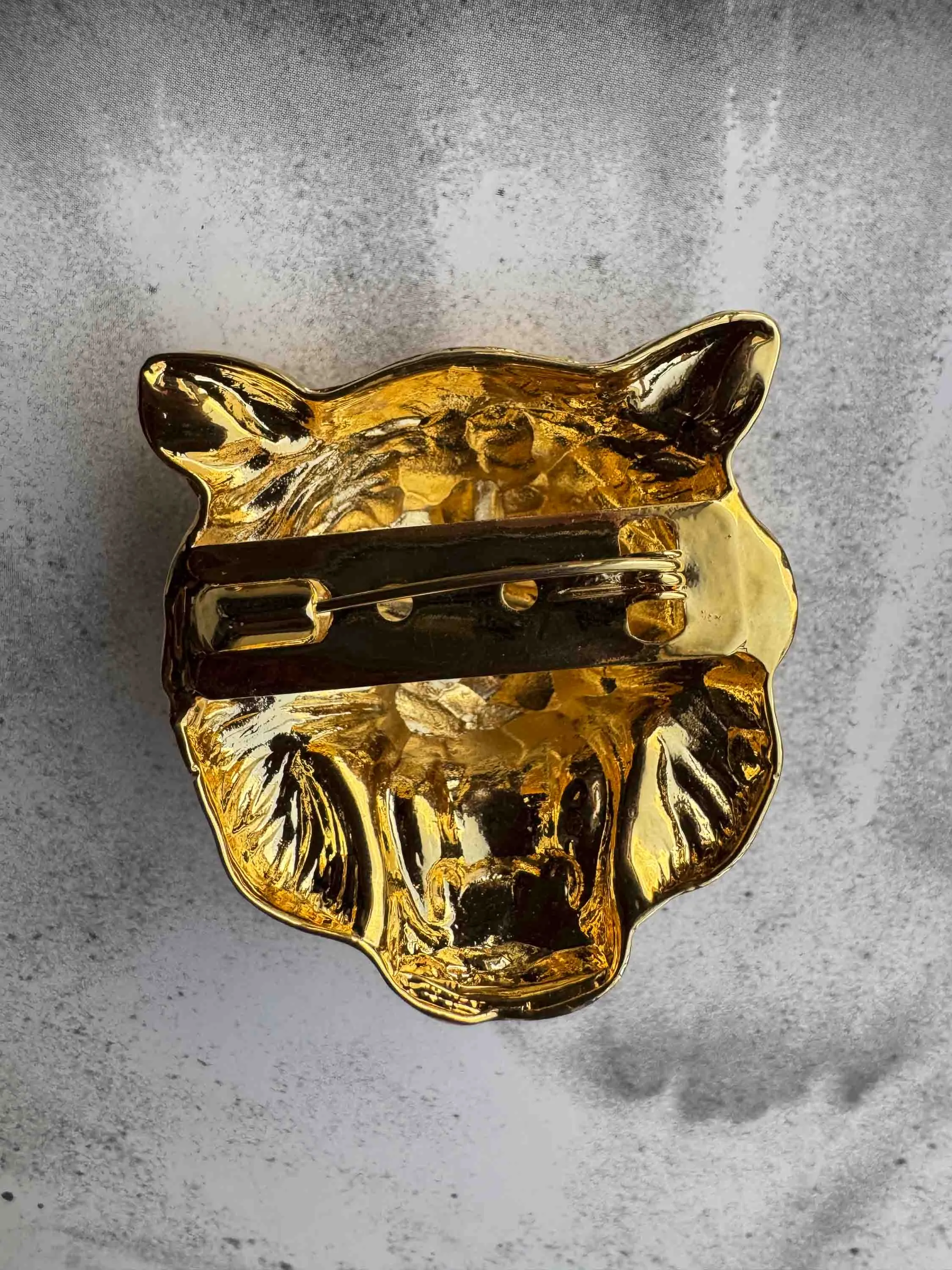 New Nadia Gimenes Gold Wolf Pin with Crystal Eyes