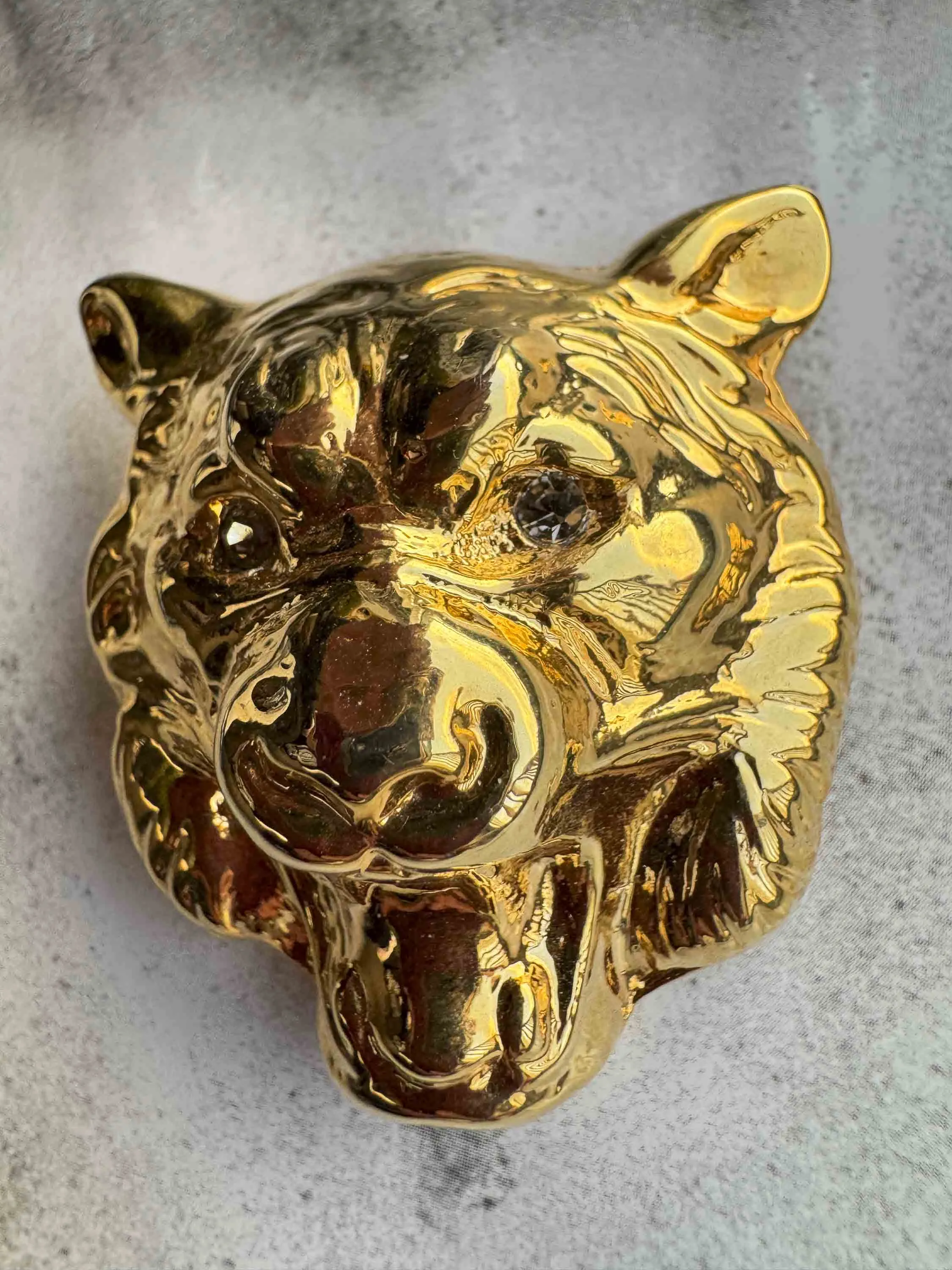 New Nadia Gimenes Gold Wolf Pin with Crystal Eyes