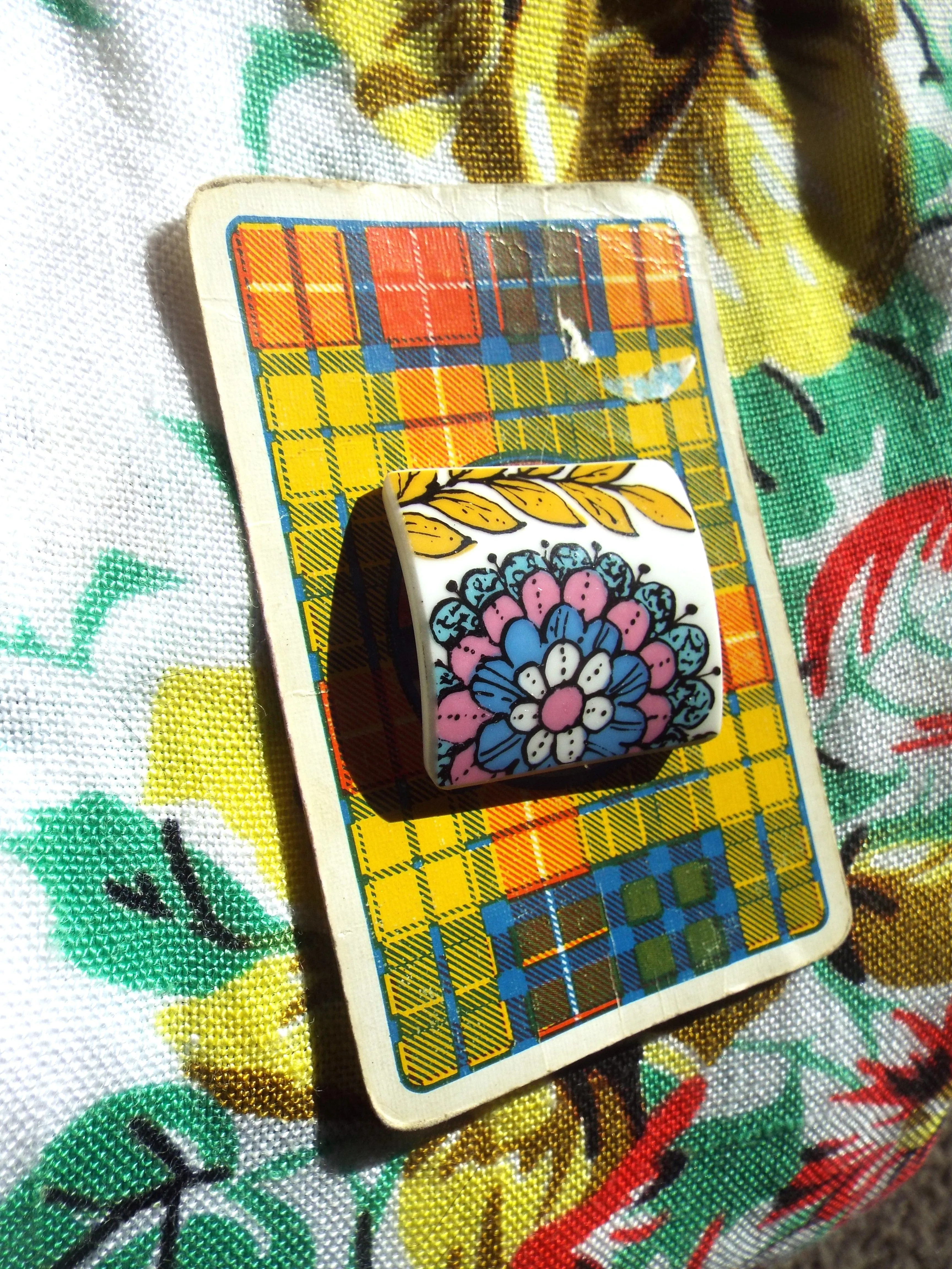 NEW Upcycled Ceramic Brooch - Funky Floral Design