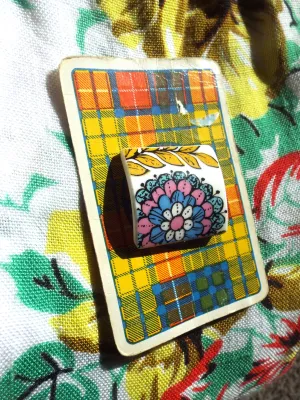 NEW Upcycled Ceramic Brooch - Funky Floral Design