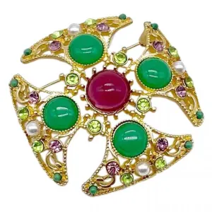 Non Signé / Unsigned croix gold metal pins & brooches