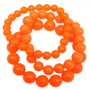 Orange Glossy Beaded Stretch Elastic Bracelet Set