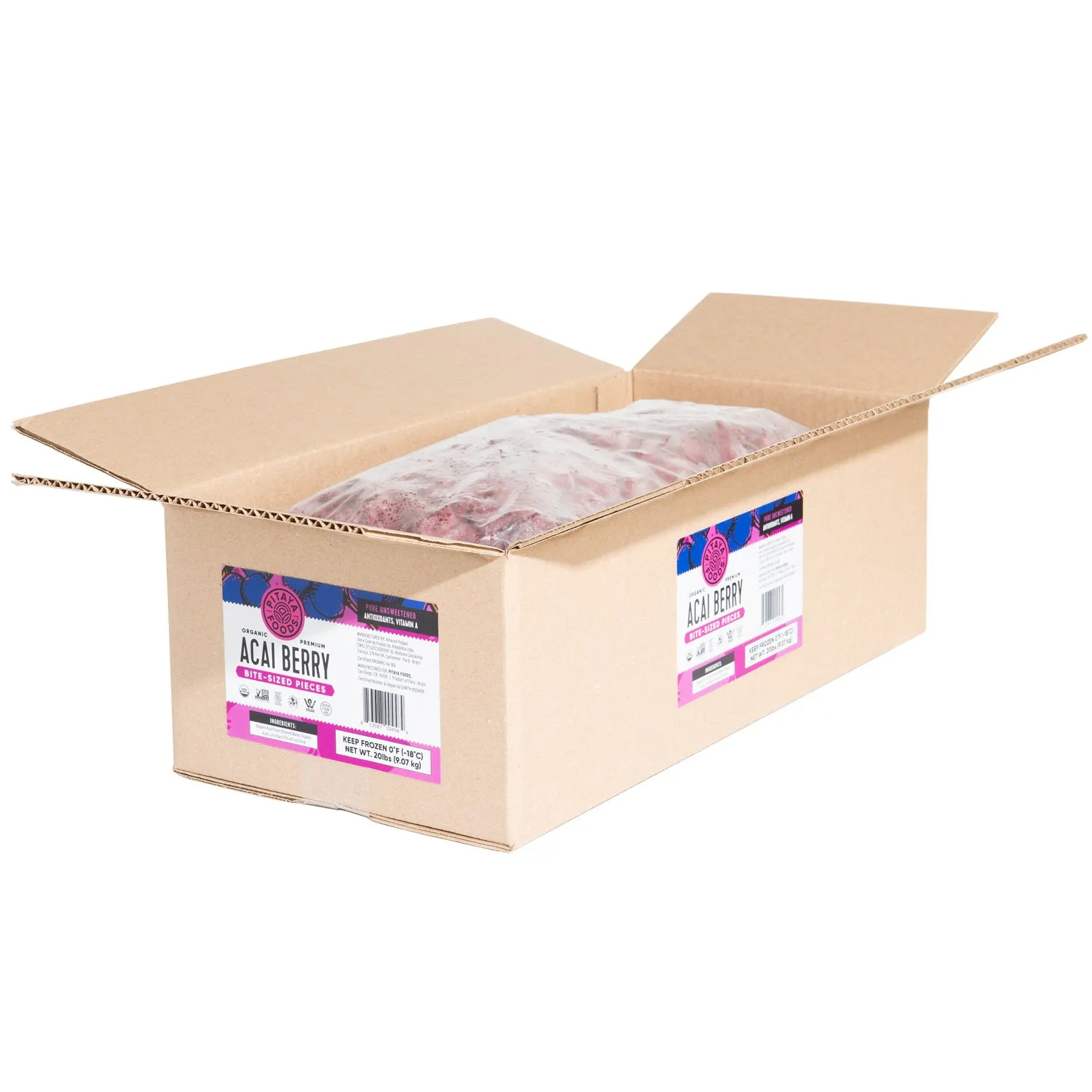 Organic Acai Berry (Unsweetened) Bite-Sized Pieces 20 lbs - Bulk