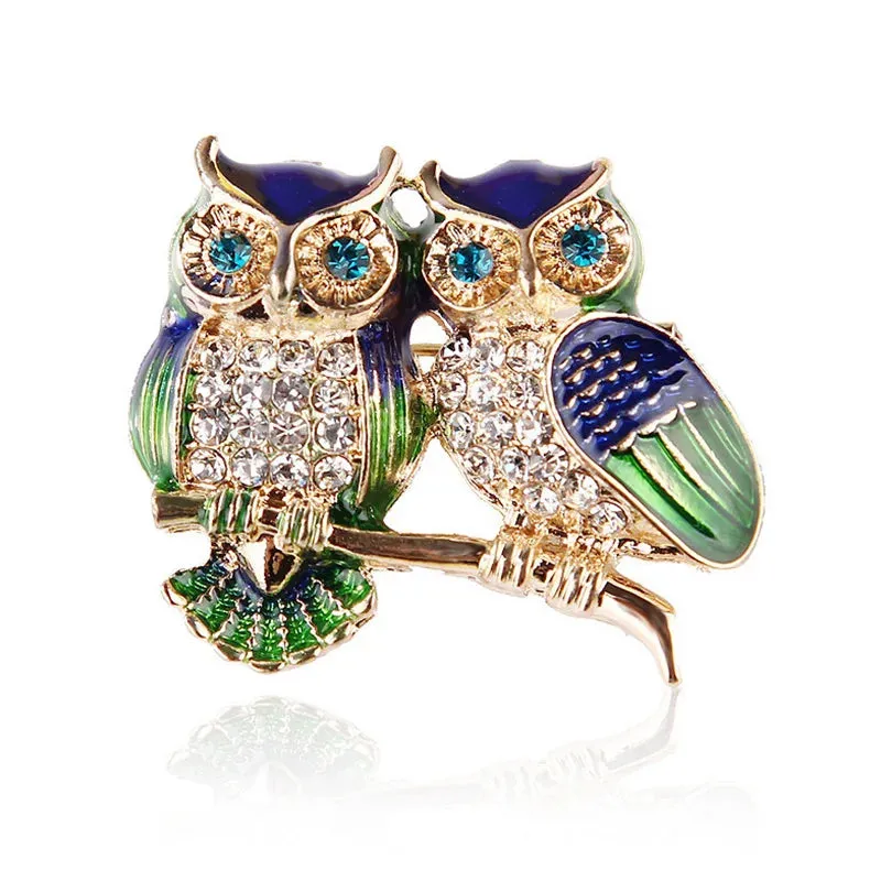Owl Brooches Scarf Clip Crystal