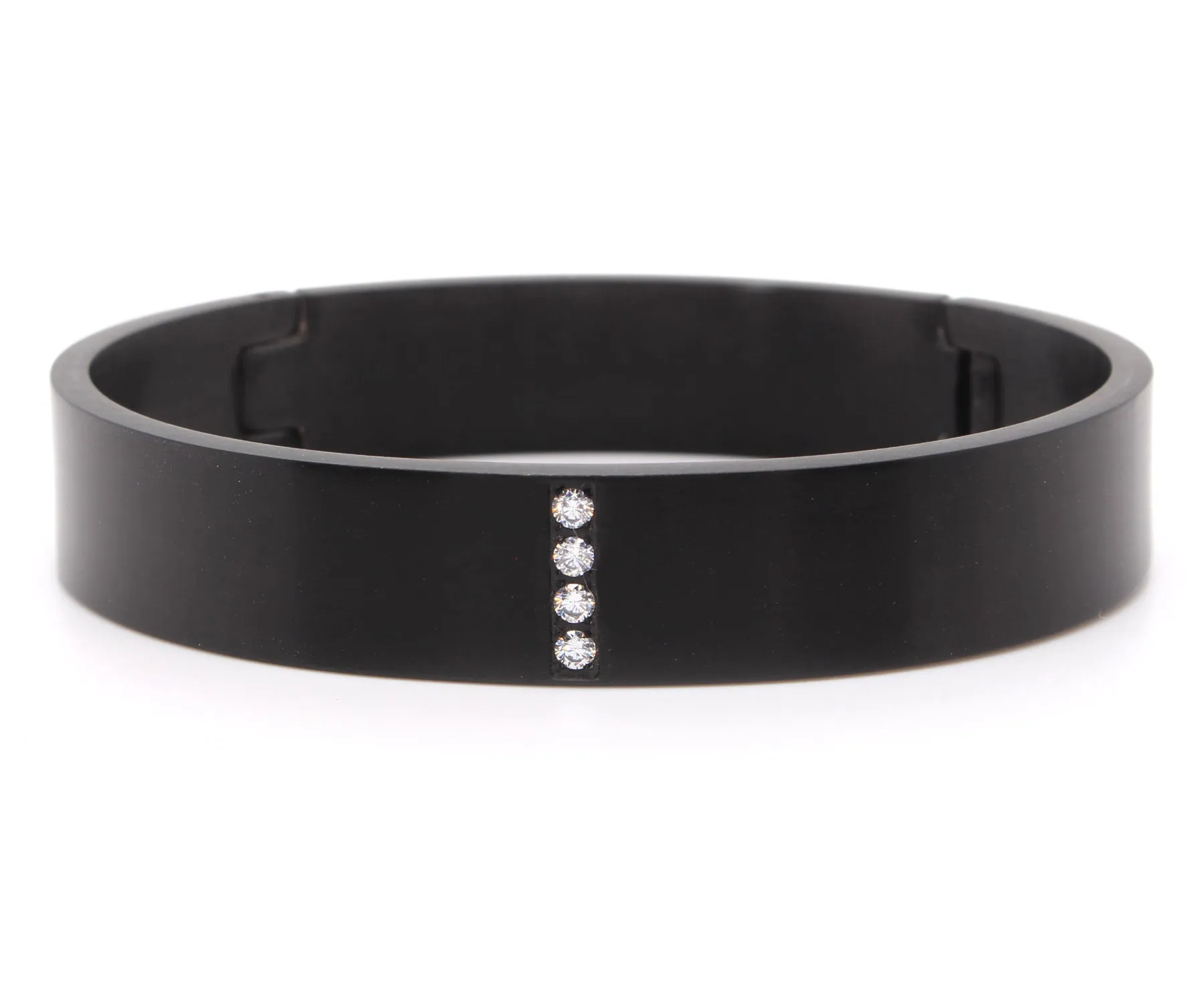 Pave Wide Black Bangle Bracelet