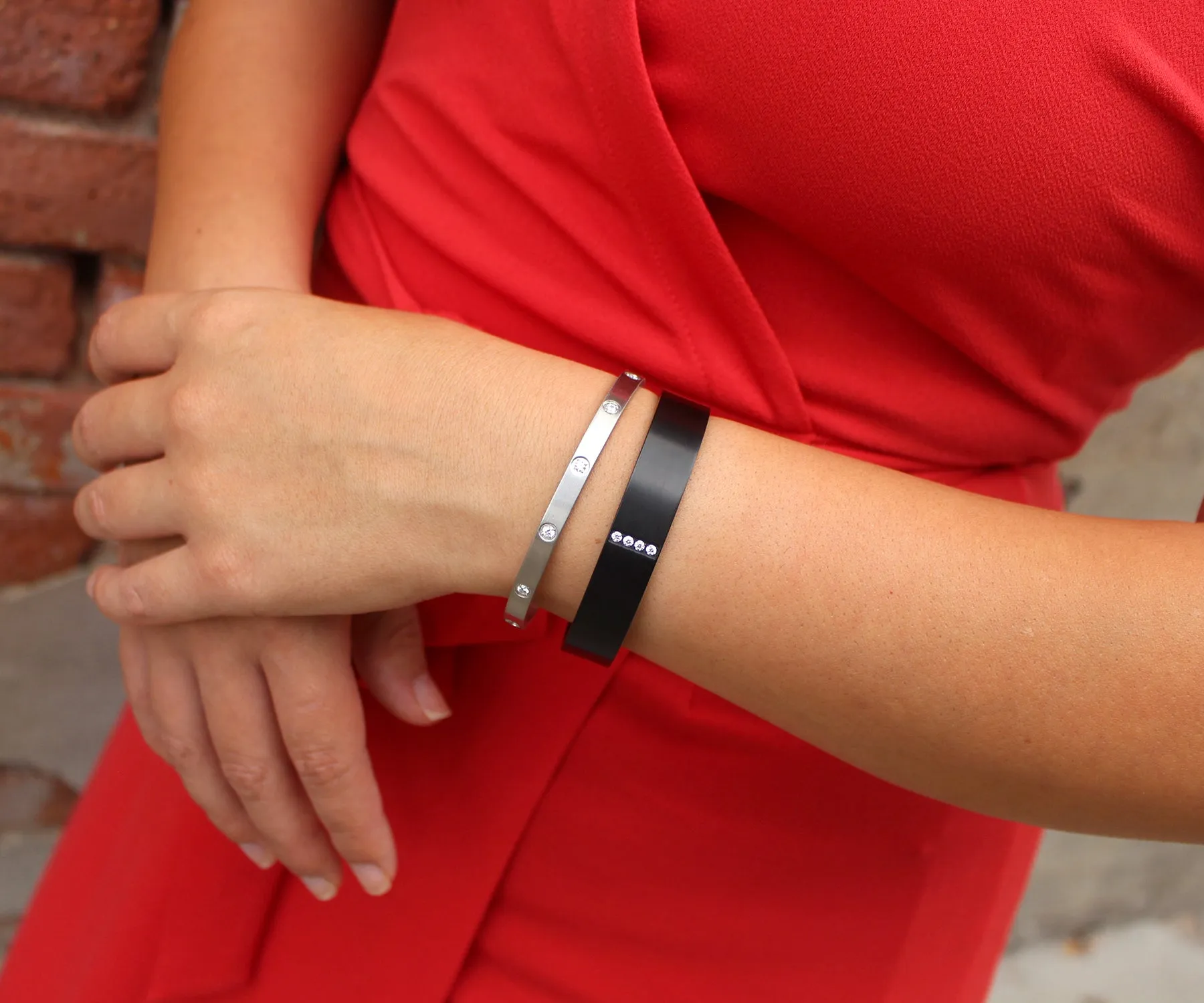 Pave Wide Black Bangle Bracelet
