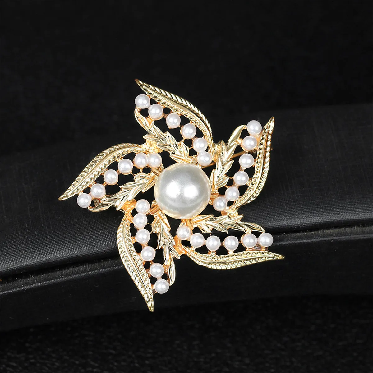 Pearl & 18K Gold-Plated Flower Brooch