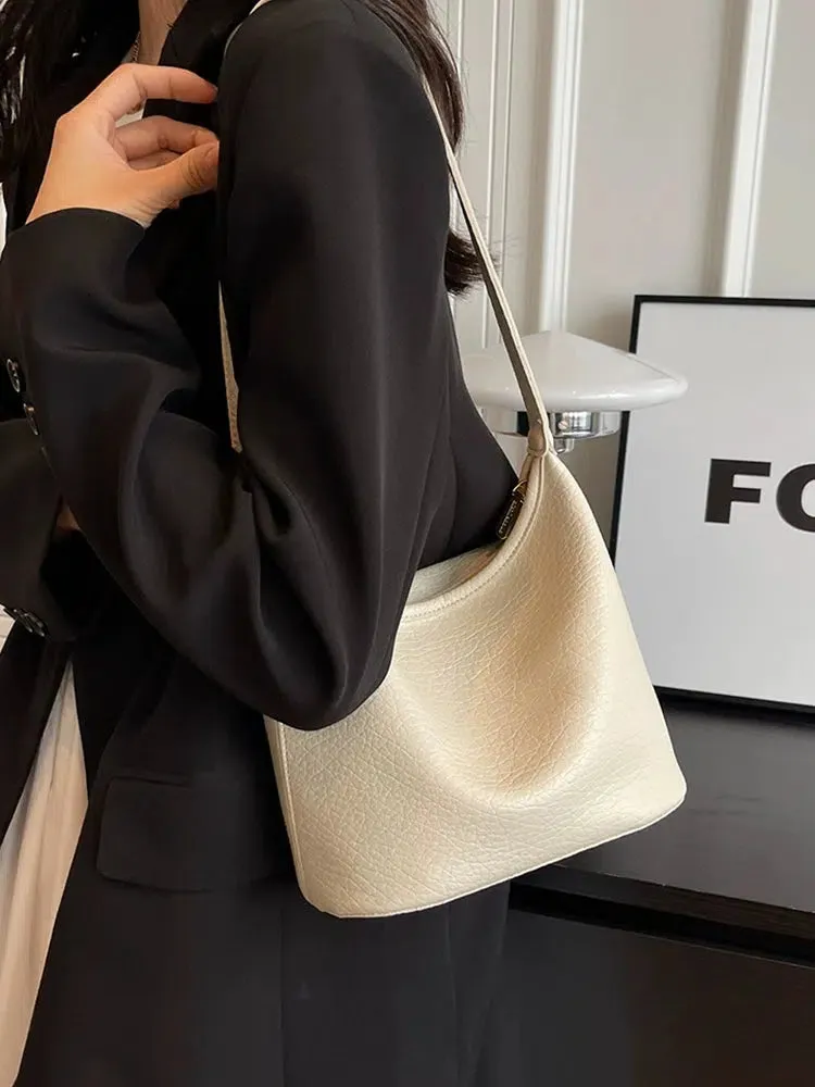 Pebbled Leather Bucket Bag