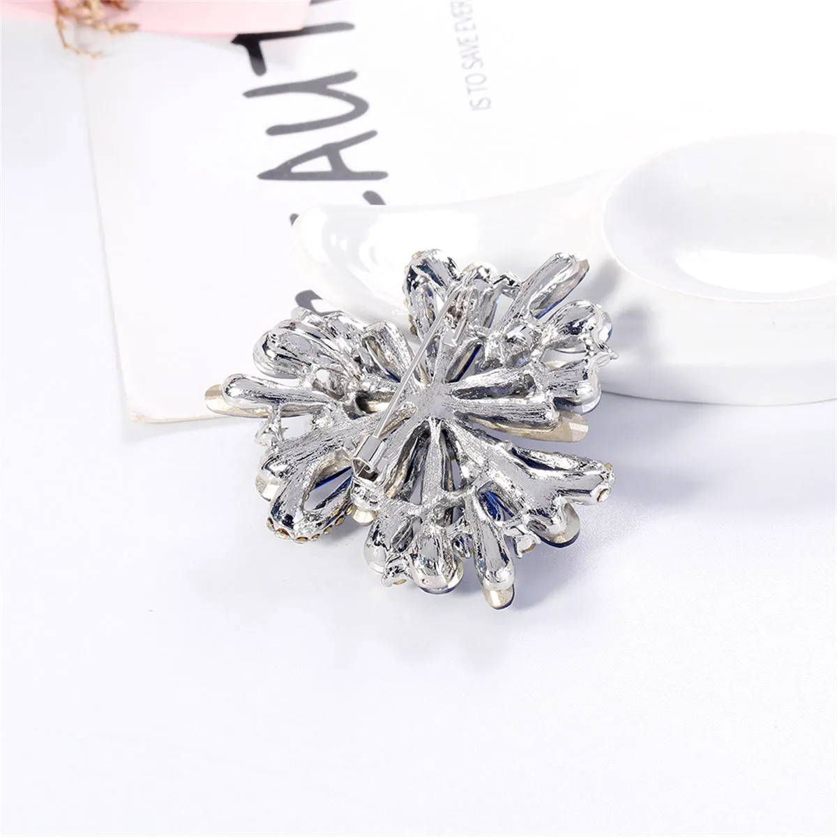 Pink & Multicolor Cubic Zirconia & Silver-Plated Flower Brooch