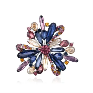 Pink & Multicolor Cubic Zirconia & Silver-Plated Flower Brooch
