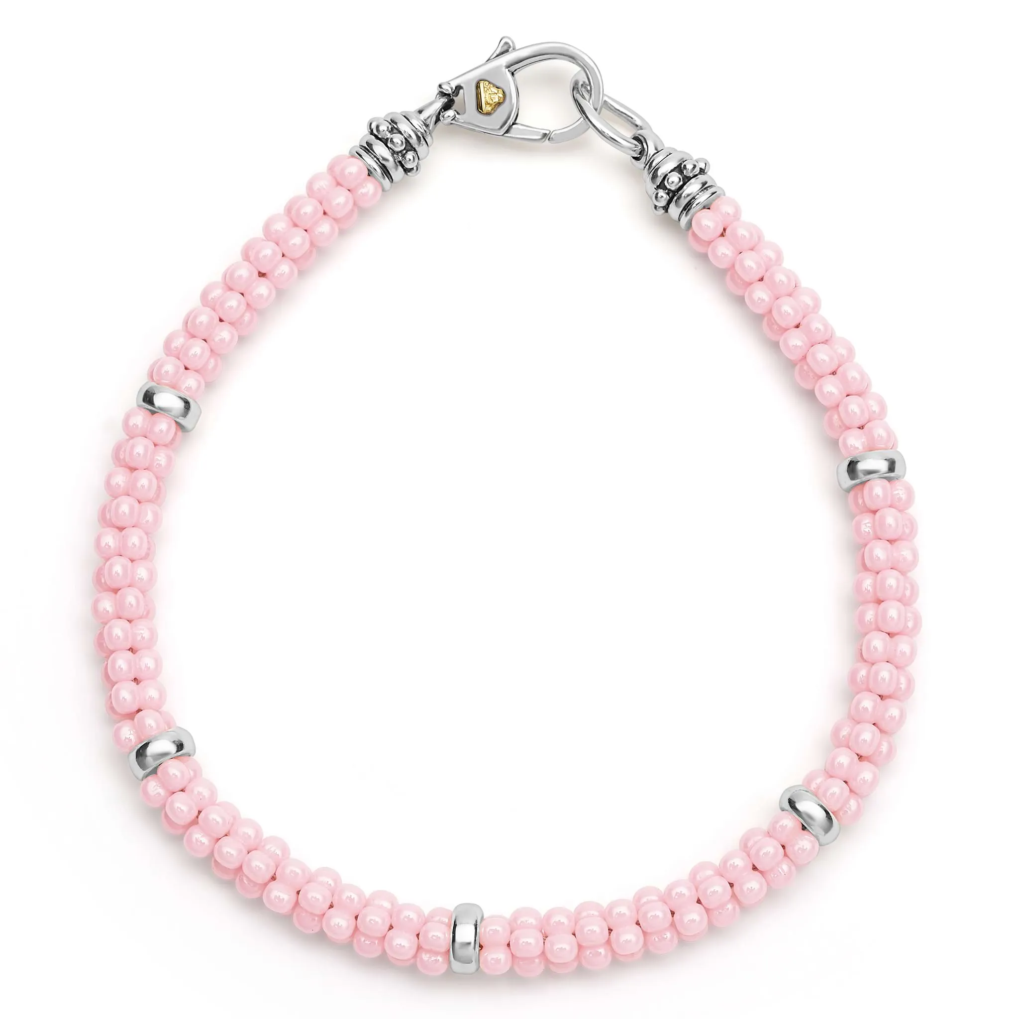 Pink Caviar Pink Ceramic and Sterling Silver Caviar Beaded Bracelet Gift Set