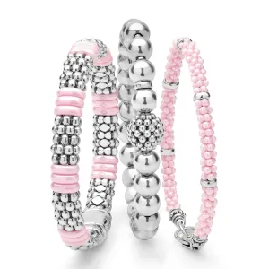 Pink Caviar Pink Ceramic and Sterling Silver Caviar Beaded Bracelet Gift Set