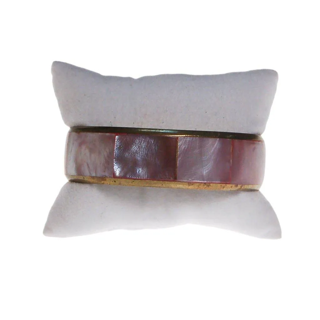 Pink Mother of Pearl Brass Bangle Bracelet