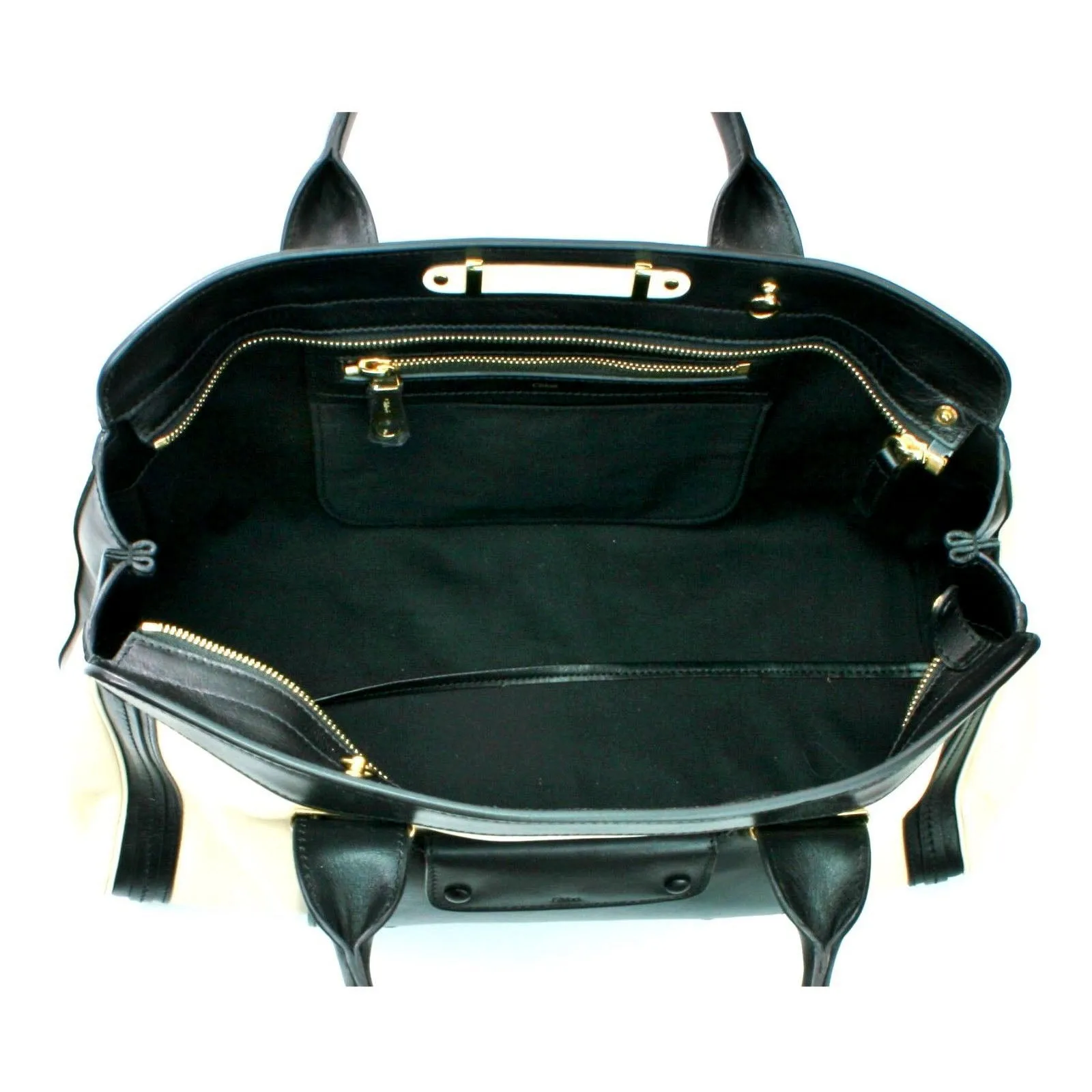 Pippa Authentic Leather Satchel Bag - Black Beige