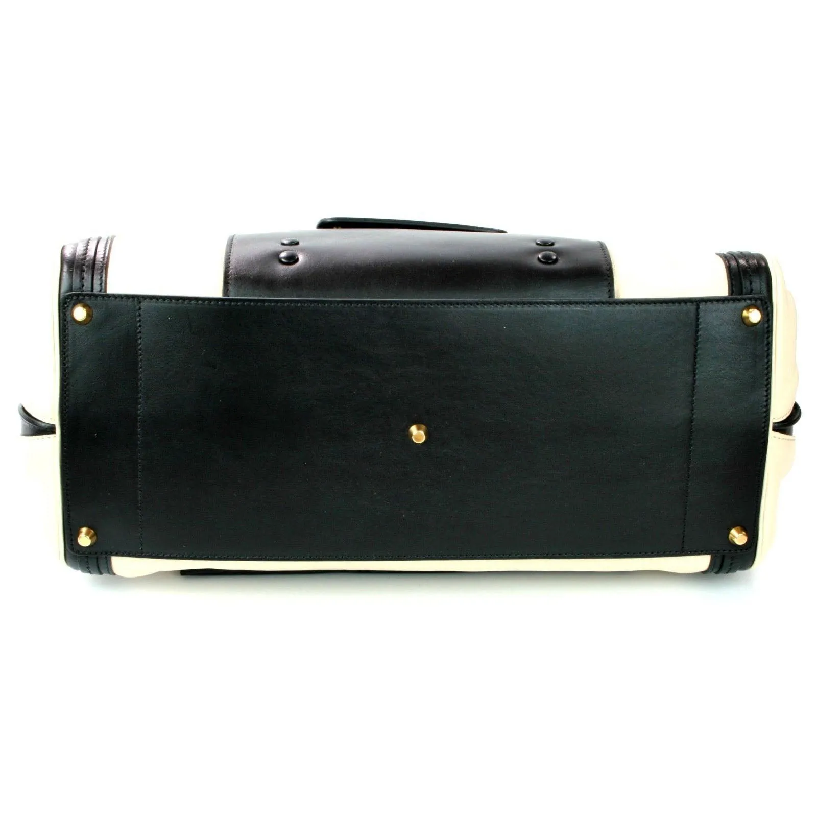 Pippa Authentic Leather Satchel Bag - Black Beige