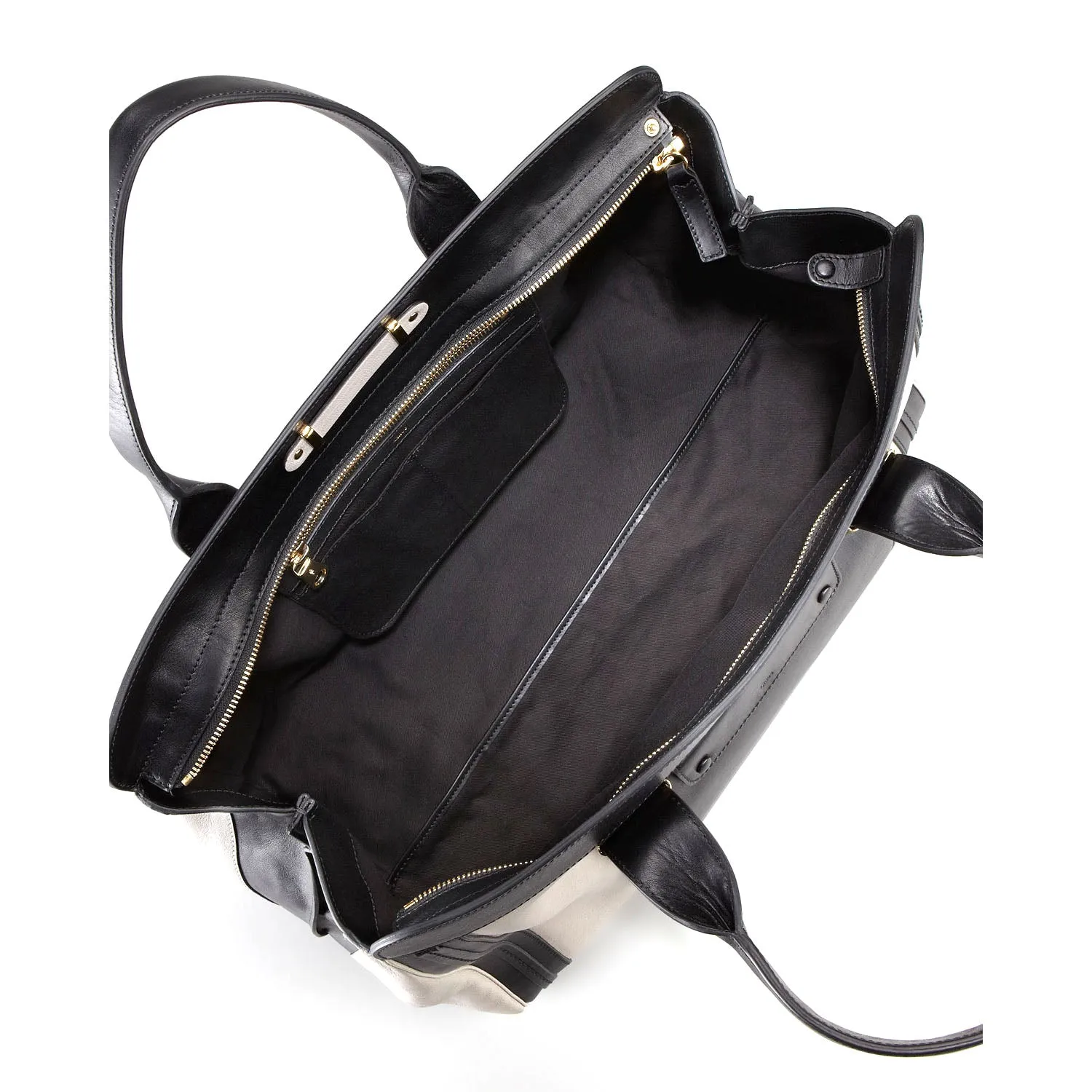 Pippa Authentic Leather Satchel Bag - Black Beige