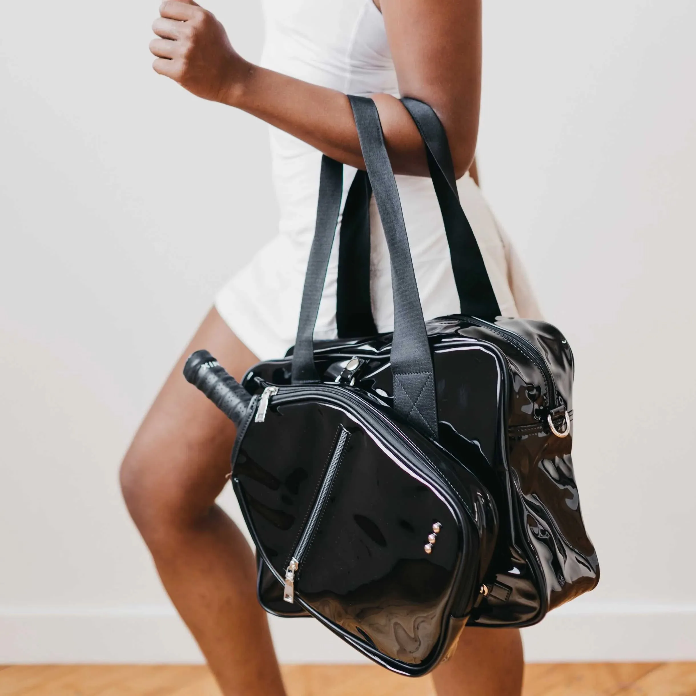 Poppy Patent Pickleball Bag in Black