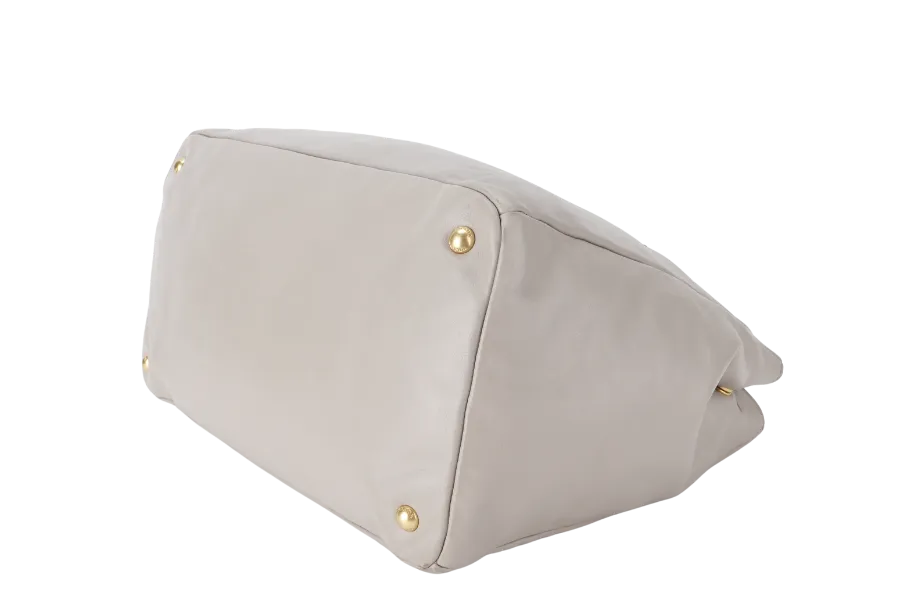 PRADA WHITE CALFSKIN VITELLO PHENIX FRONT ZIP SATCHEL GOLD HARDWARE NO DUST COVER