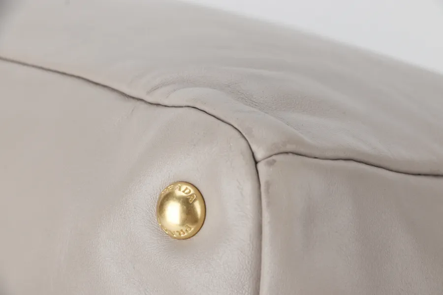 PRADA WHITE CALFSKIN VITELLO PHENIX FRONT ZIP SATCHEL GOLD HARDWARE NO DUST COVER