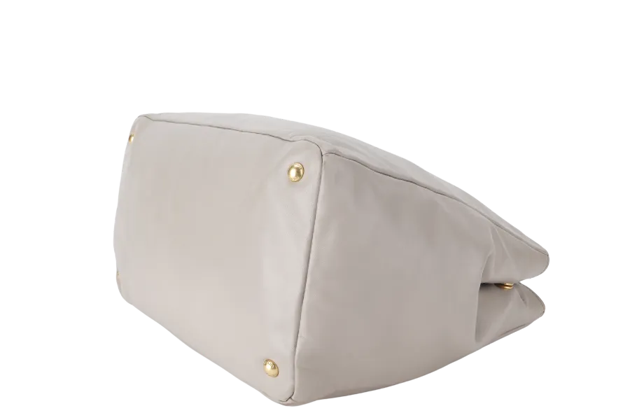 PRADA WHITE CALFSKIN VITELLO PHENIX FRONT ZIP SATCHEL GOLD HARDWARE NO DUST COVER