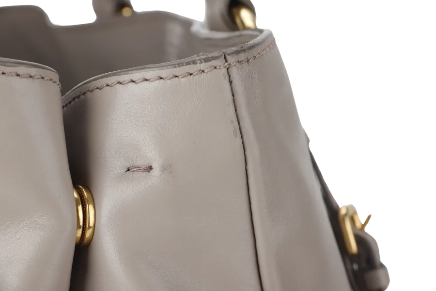 PRADA WHITE CALFSKIN VITELLO PHENIX FRONT ZIP SATCHEL GOLD HARDWARE NO DUST COVER