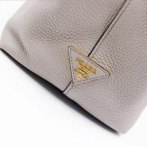 Prada Women's Vitello Daino Grey Leather Satchel Bag Handbag 1BC051