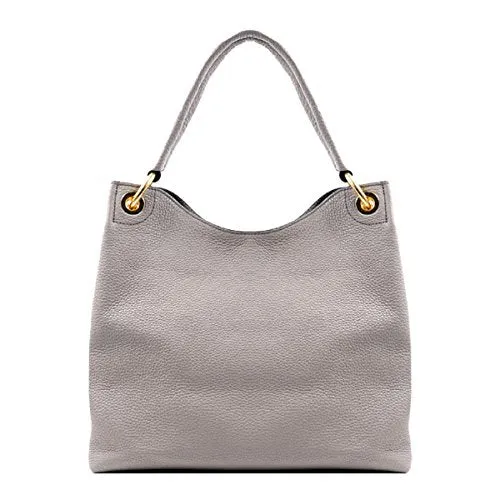 Prada Women's Vitello Daino Grey Leather Satchel Bag Handbag 1BC051
