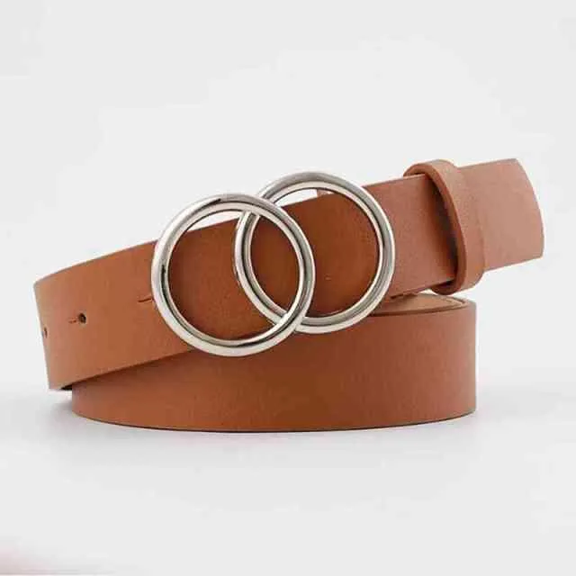 PU Leather Metal Buckle Heart Pin Waist Belt