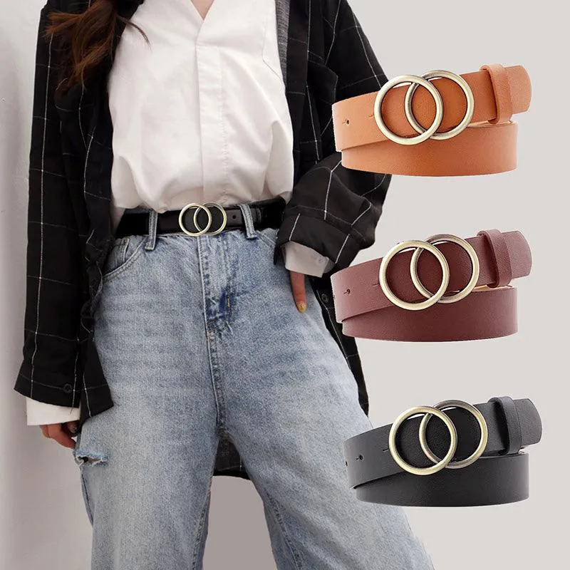 PU Leather Metal Buckle Heart Pin Waist Belt