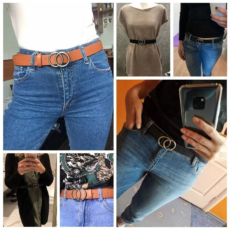 PU Leather Metal Buckle Heart Pin Waist Belt