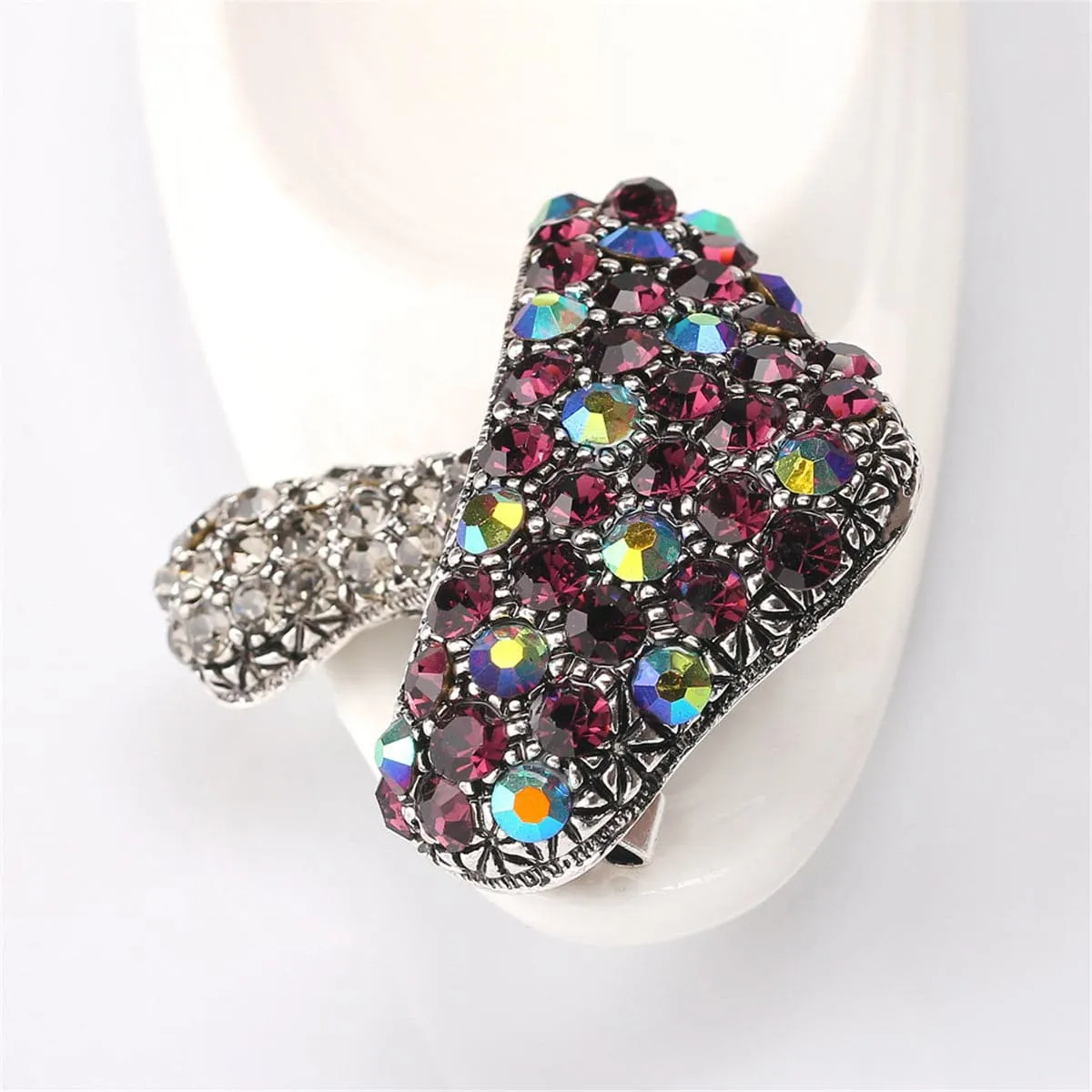 Purple & Blue Cubic Zirconia Mushroom Brooch