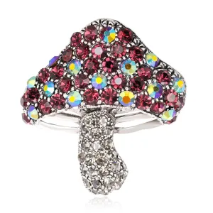 Purple & Blue Cubic Zirconia Mushroom Brooch