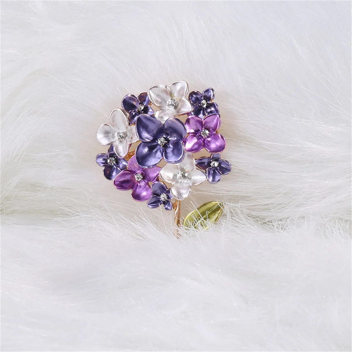 Purple Enamel & Cubic Zirconia Lilac Brooch