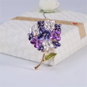Purple Enamel & Cubic Zirconia Lilac Brooch